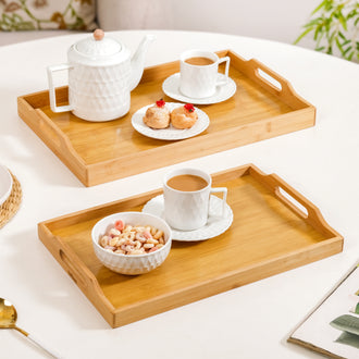 Sustainable Wooden Serving Tray Set Of 2