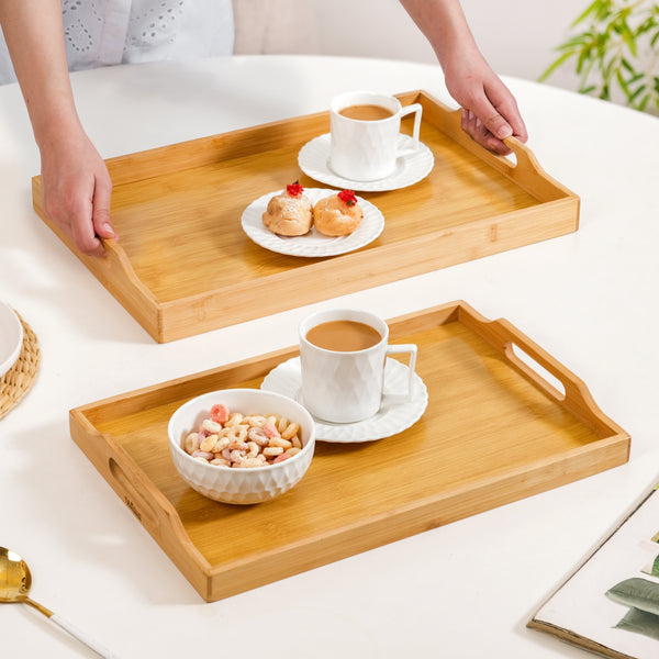 Sustainable Wooden Serving Tray Set Of 2