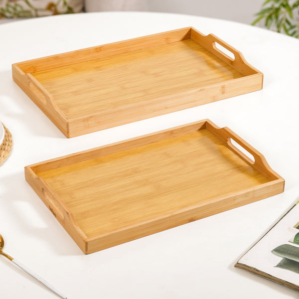 Sustainable Wooden Serving Tray Set Of 2