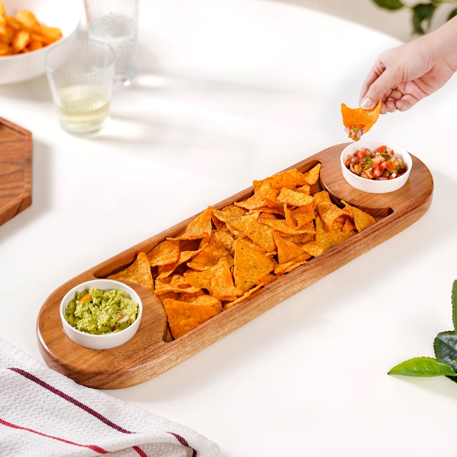 Wooden Snack Platter With Dip Bowls Online Premium Platter