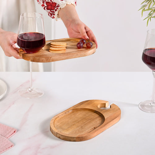 Wooden Wine And Dine Cocktail Platter Set Of 2