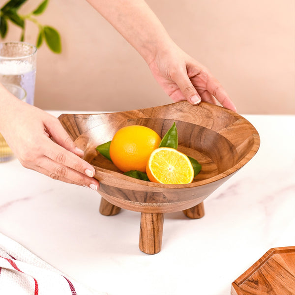 Acacia Wood Salad Bowl With Legs 1500ml