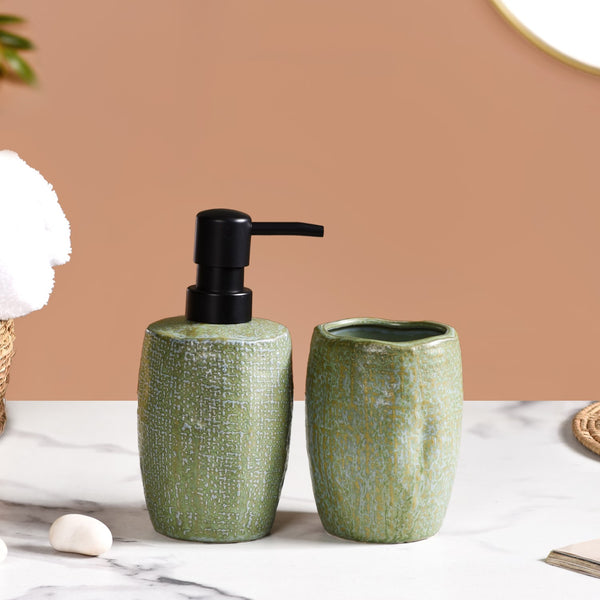 Sage Green Bathroom Set Of 2 With Organic Texture