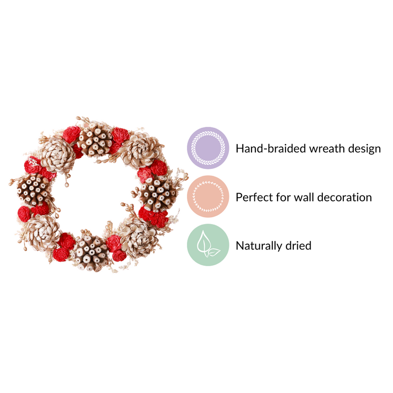 Sola Flower Wreath For Wall Decor Red & Beige