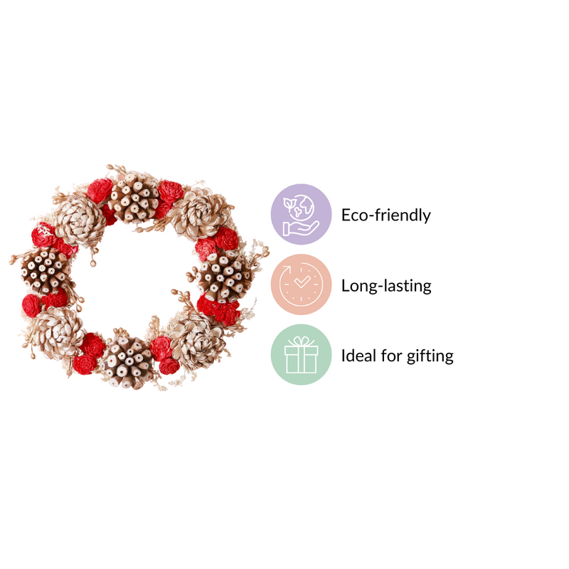 Sola Flower Wreath For Wall Decor Red & Beige