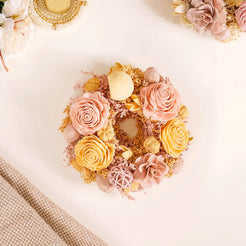 Shola Flower Wreath For Wall Decor Yellow & Peach