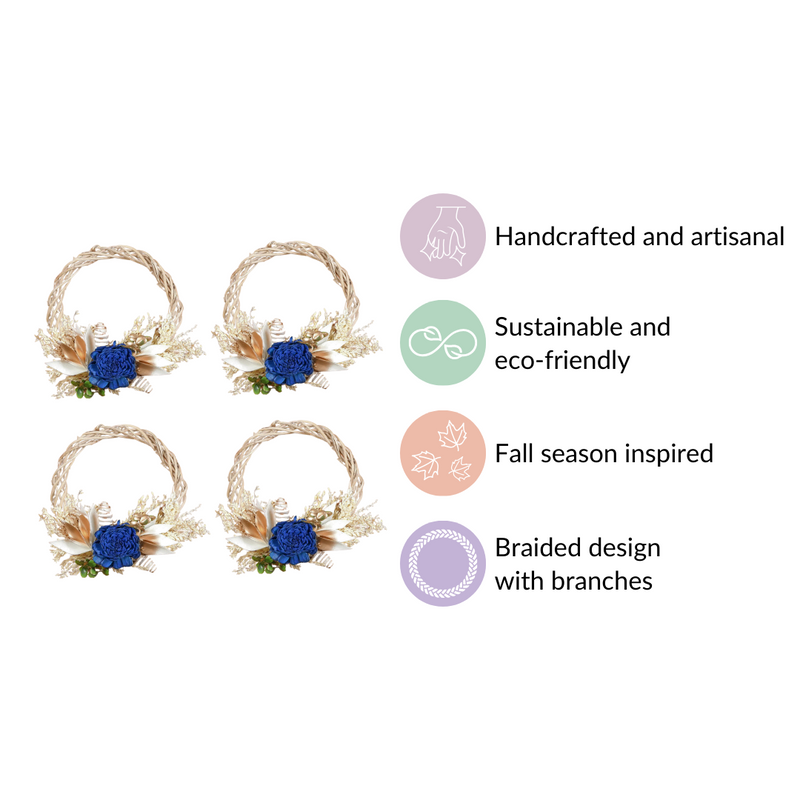 Braided Mini Artificial Shola Flower Wreath Set Of 4