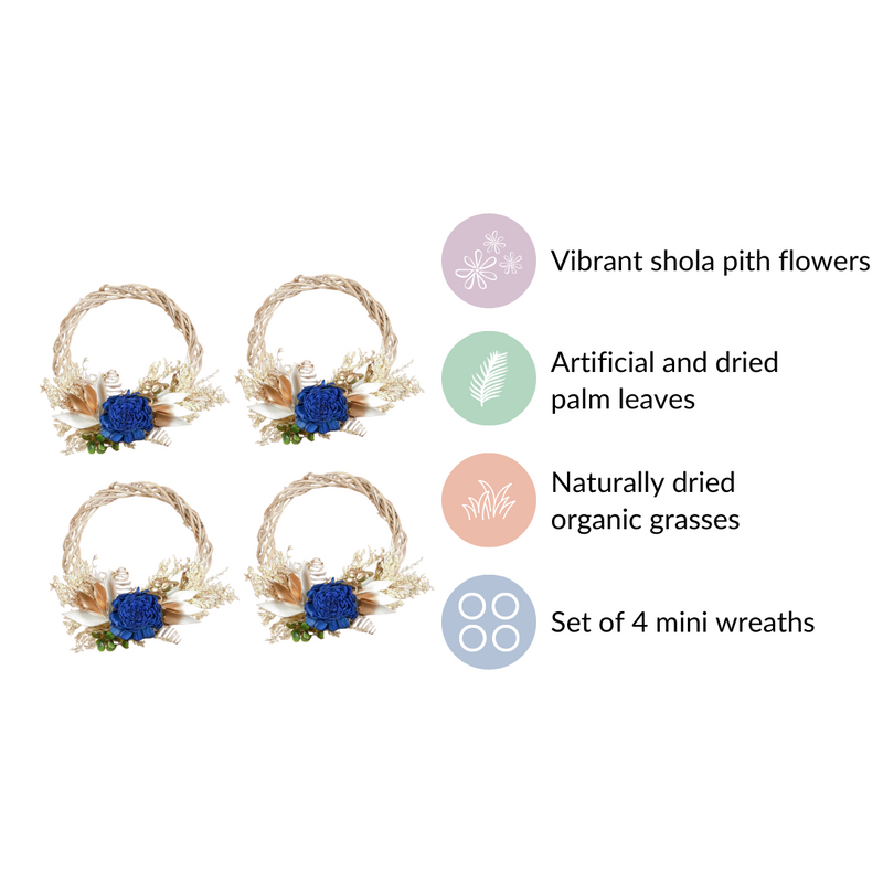 Braided Mini Artificial Shola Flower Wreath Set Of 4