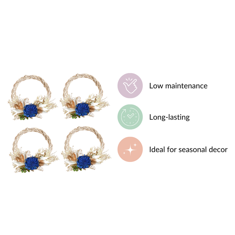 Braided Mini Artificial Shola Flower Wreath Set Of 4