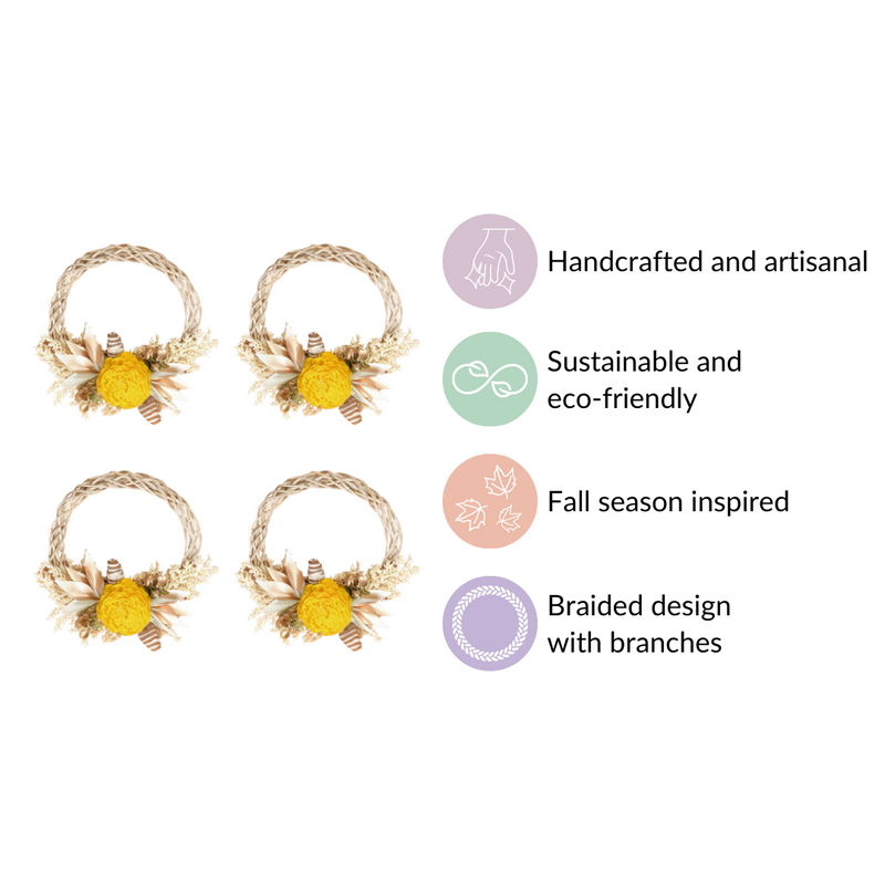 Mini Floral Garland Wreath For Wall Decor Set Of 4