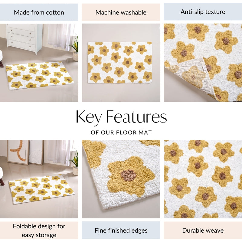 Yellow Daisy Mat For Kids 83x53 Inch