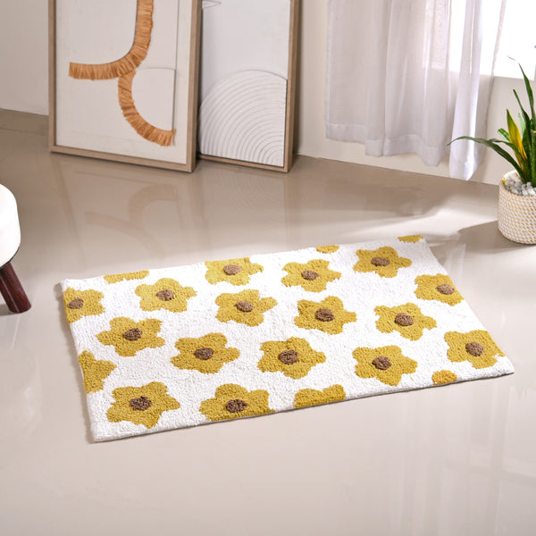 Yellow Daisy Mat For Kids 83x53 Inch
