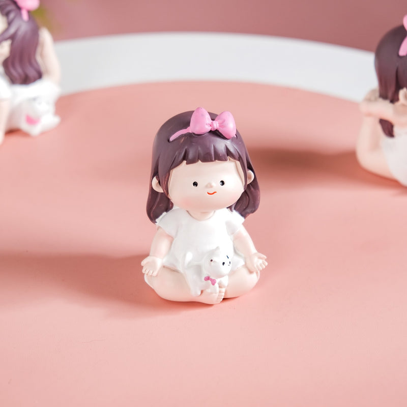 Kawaii Little Girl Yoga Showpiece Set Of 4