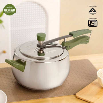 Zesta Stainless Steel Induction Bottom Pressure Cooker 5 Litre 10 Y Warranty