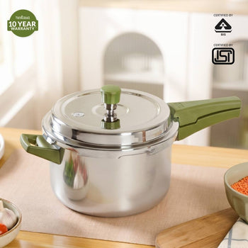 Zesta Triply Stainless Steel Induction Safe Pressure Cooker 5 Litre Spill Safe Lid