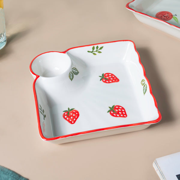 Berry Cute Strawberry Sectioned Plate Red