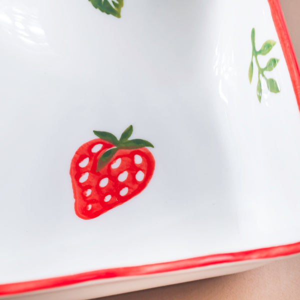 Berry Cute Strawberry Sectioned Plate Red