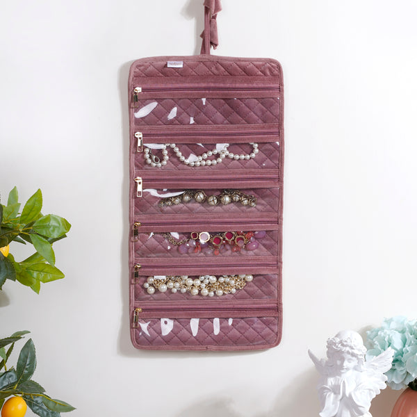 Foldable Jewellery Organiser Roll Pink 10x20 inch