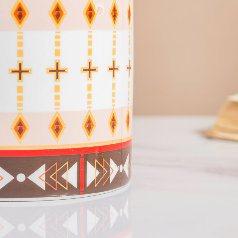 Noor Art Orange and Brown Planter With Wooden Coaster - Plant pot and plant stands | Room decor items