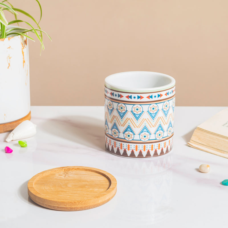 Potted Palette Ceramic Planter With Coaster Set Of 5