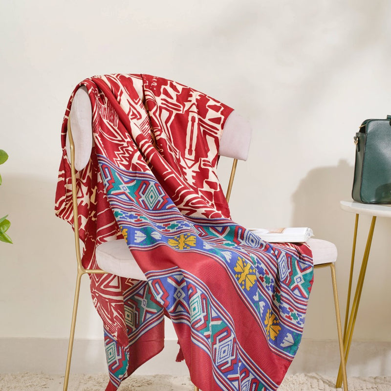 Fuschia Boho Printed Scarf