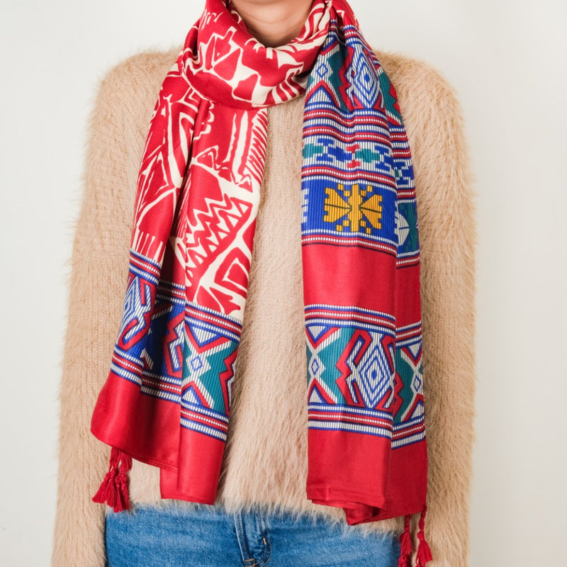 Fuschia Boho Printed Scarf