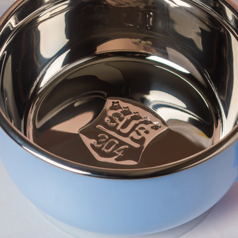 Steel Food Bowl With Heating Water Chamber Blue 400 ml - Kids Lunch Box