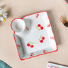 Cherry On Top Sectioned Plate Red - Serving plate, snack plate, momo plate, plate with compartment | Plates for dining table & home decor