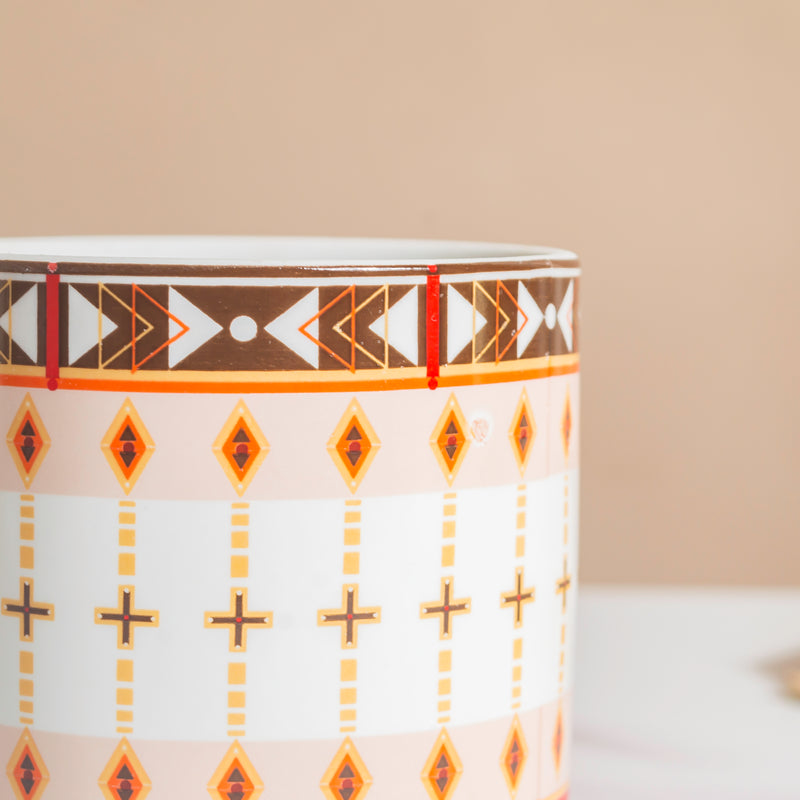 Noor Art Orange and Brown Planter With Wooden Coaster - Plant pot and plant stands | Room decor items