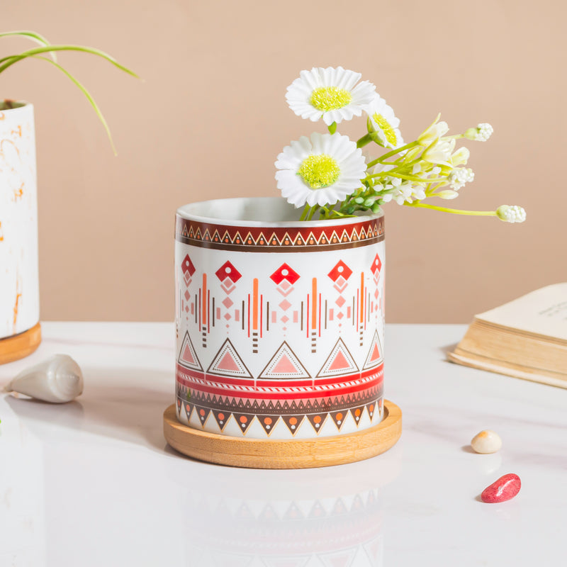 Potted Palette Ceramic Planter With Coaster Set Of 5
