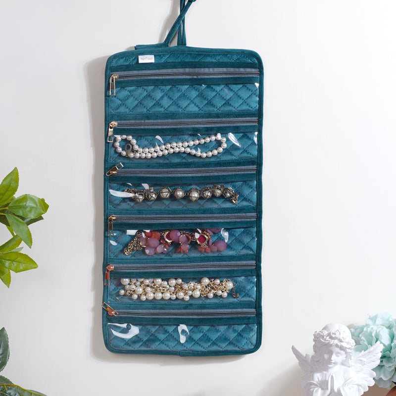Foldable Jewellery Organiser Roll Green 10x20 inch