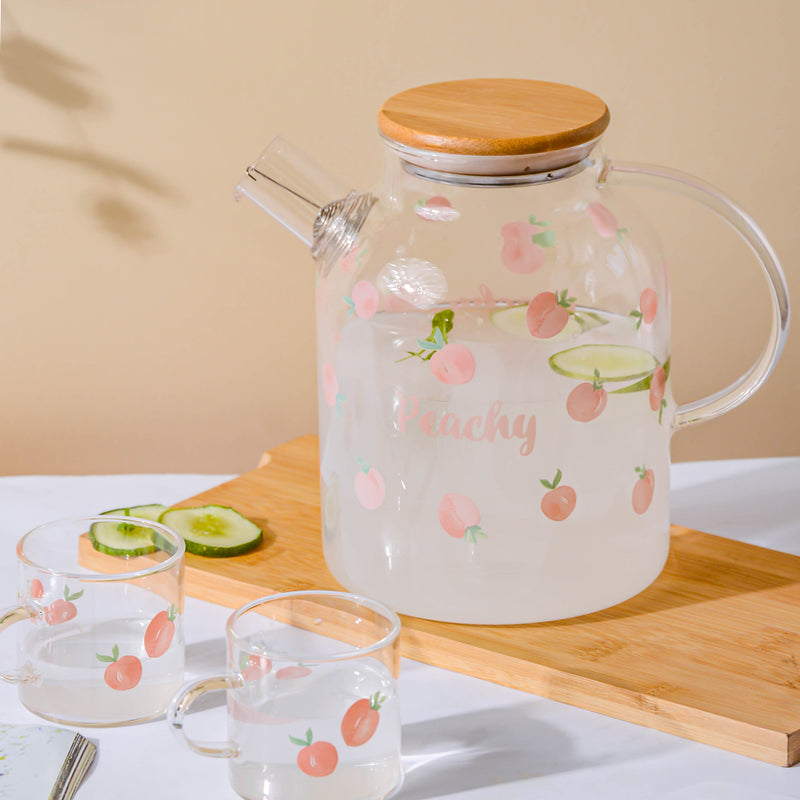 Peach Glass Teapot Large Pink- Kettle for tea, pot for coffee, teapot | Jug for Dining table & Home decor