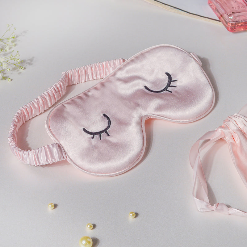 Sleepy Eyes Satin Eye Mask With Pouch Pink