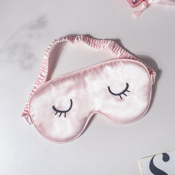 Sleepy Eyes Satin Eye Mask With Pouch Pink