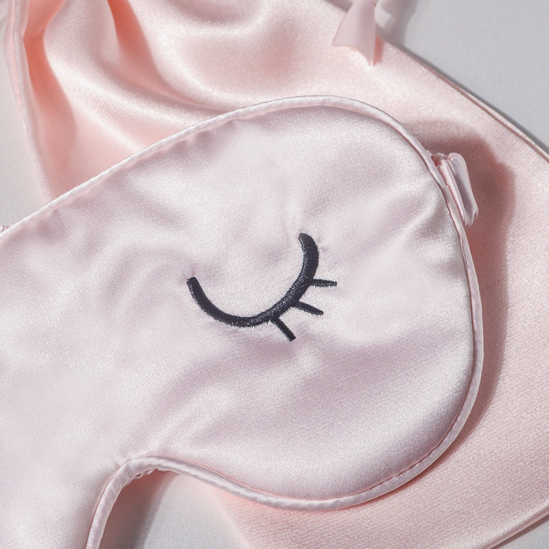 Sleepy Eyes Satin Eye Mask With Pouch Pink