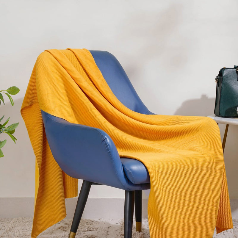 Pleated Hi-Fashion Stole Yellow