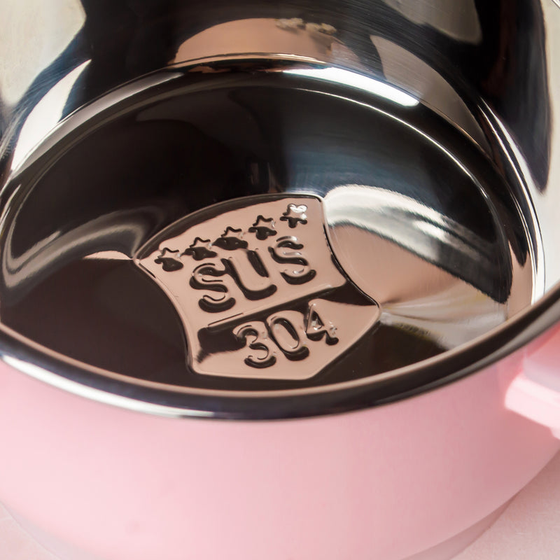 Steel Food Bowl With Heating Water Chamber Pink 400 ml - Kids Lunch Box