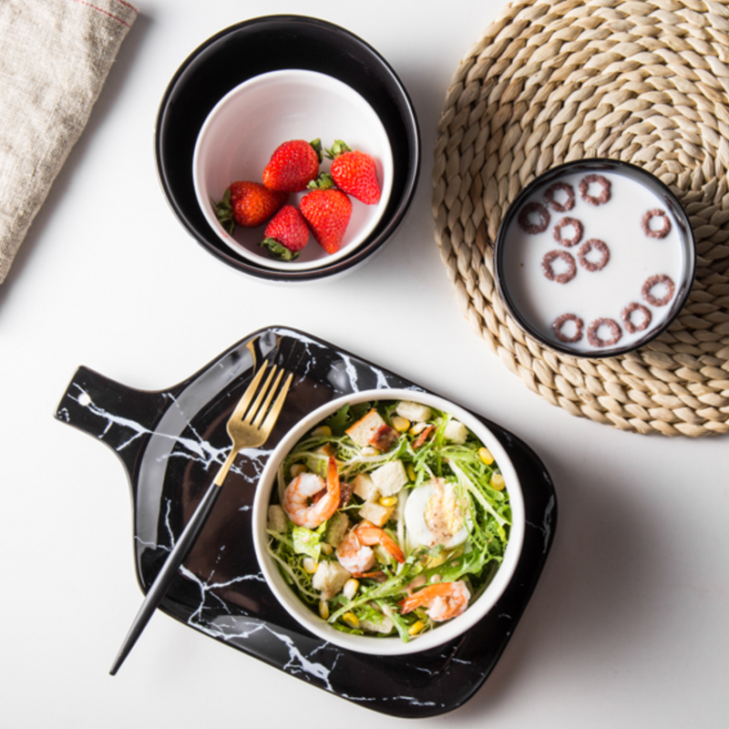 Black Marble Platter - Ceramic platter, serving platter, fruit platter | Plates for dining table & home decor