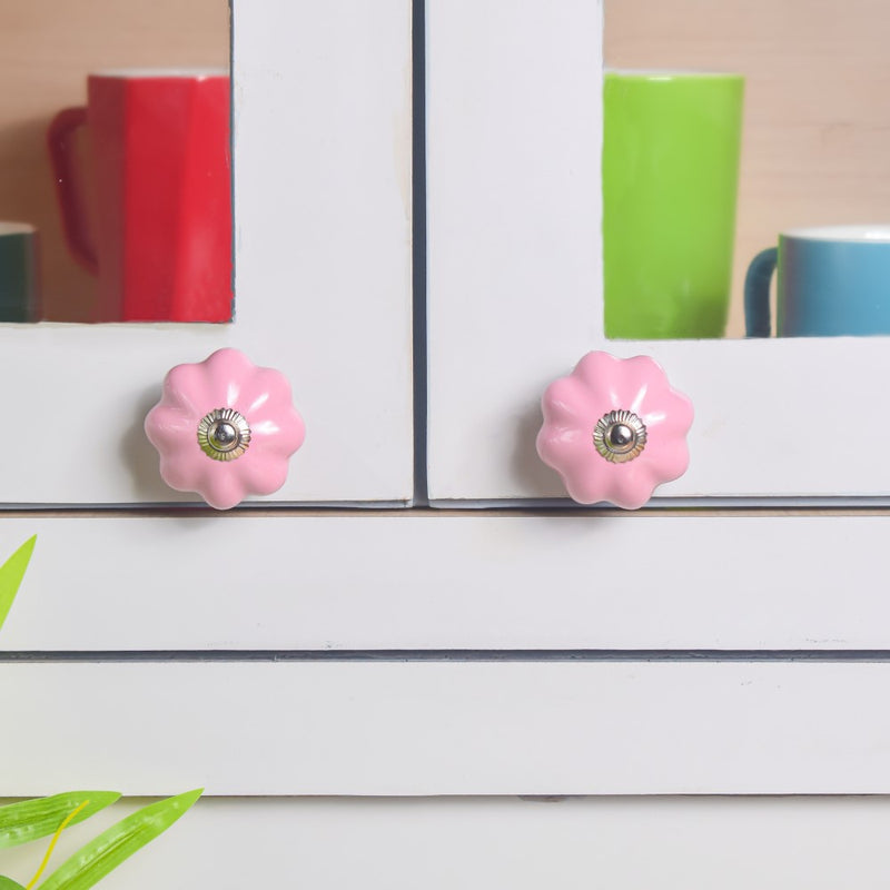 Pink Ceramic Door Knob Pink Set Of 6