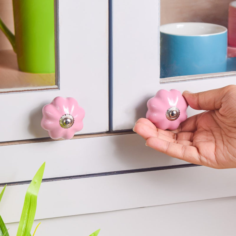 Pink Ceramic Door Knob Pink Set Of 6