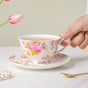Pink Rose Ceramic Cup And Saucer Set 150 ml- Tea cup, coffee cup, cup for tea | Cups and Mugs for Office Table & Home Decoration