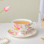 Pink Rose Ceramic Cup And Saucer Set 150 ml- Tea cup, coffee cup, cup for tea | Cups and Mugs for Office Table & Home Decoration