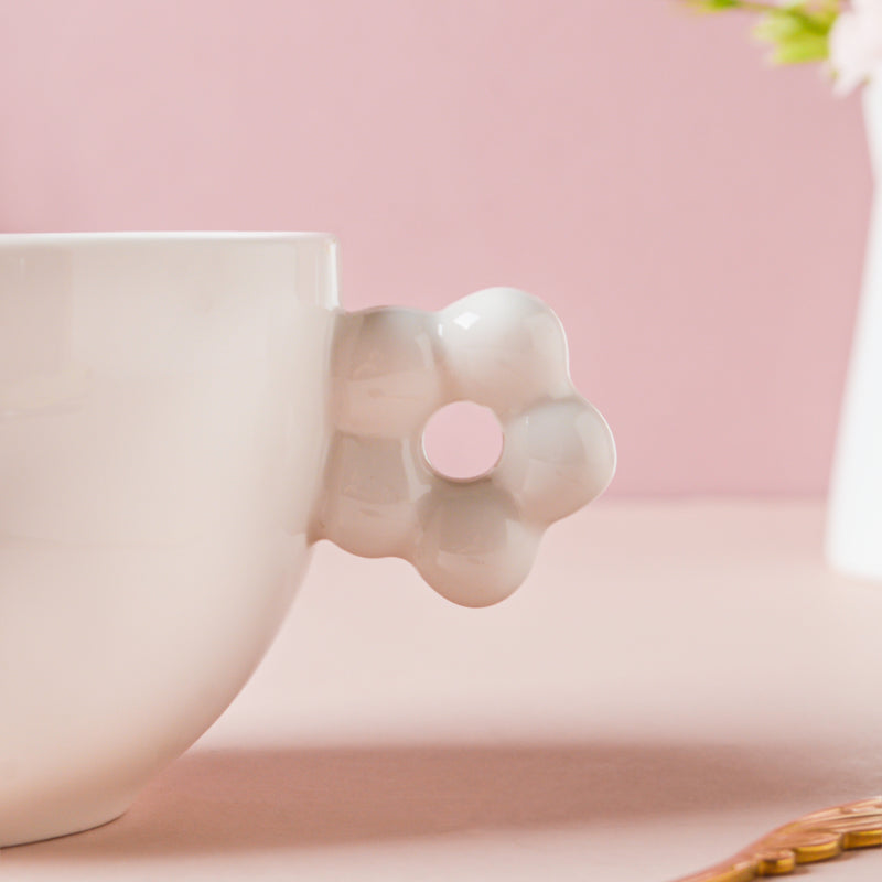 Riona Flower Cup And Plate Set White- Tea cup, coffee cup, cup for tea | Cups and Mugs for Office Table & Home Decoration