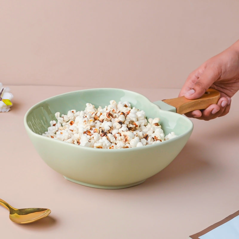Taro Leaf Bowl With Handle Serving Bowl 8.5 Inch - Serving bowls, noodle bowl, snack bowl, popcorn bowls | Bowls for dining & home decor
