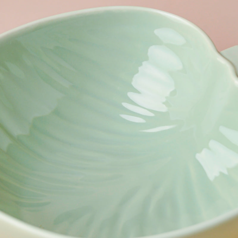 Taro Leaf Bowl With Handle Serving Bowl 8.5 Inch - Serving bowls, noodle bowl, snack bowl, popcorn bowls | Bowls for dining & home decor