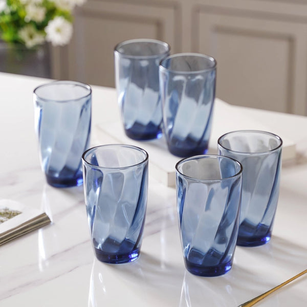 Blue Swirl Drinking Glass Set of 6