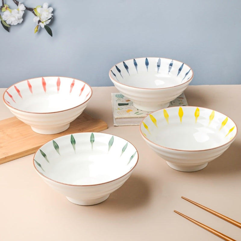 Teardrop Textured Ramen Bowl Green 550 ml - Soup bowl, ceramic bowl, ramen bowl, serving bowls, salad bowls, noodle bowl | Bowls for dining table & home decor