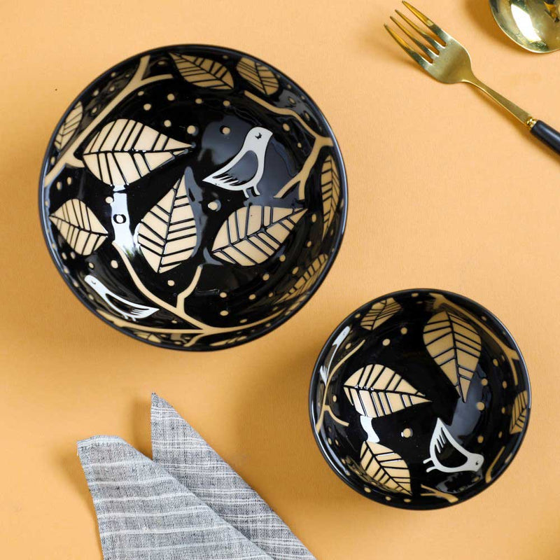 Natura Bowls Black - Bowl, ceramic bowl, serving bowls, noodle bowl, salad bowls, bowl for snacks, large serving bowl | Bowls for dining table & home decor