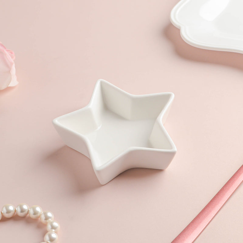 Riona Star Ceramic Bowl White - Bowl, ceramic bowl, dip bowls, chutney bowl, dip bowls ceramic | Bowls for dining table & home decor 