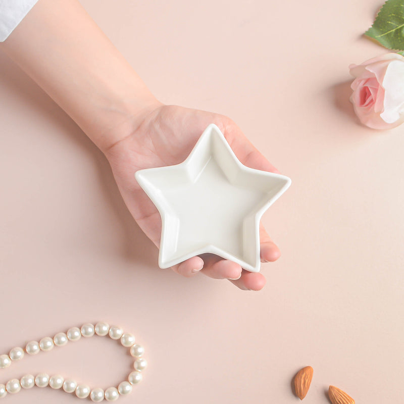 Riona Star Ceramic Bowl White - Bowl, ceramic bowl, dip bowls, chutney bowl, dip bowls ceramic | Bowls for dining table & home decor 